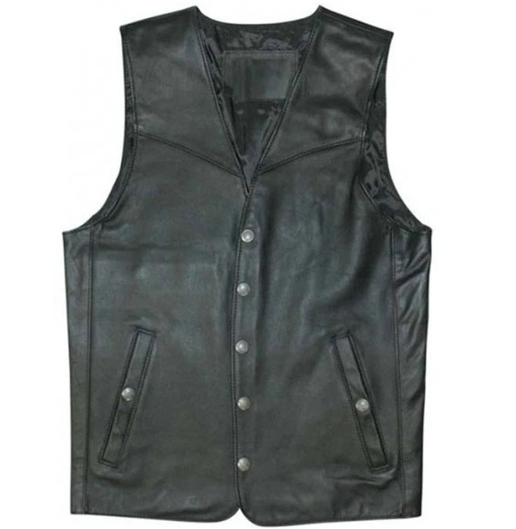 Wholesale 2023 Winter Vest Fashion Personality Solid Color Vest With Pocket Original Leather Vest