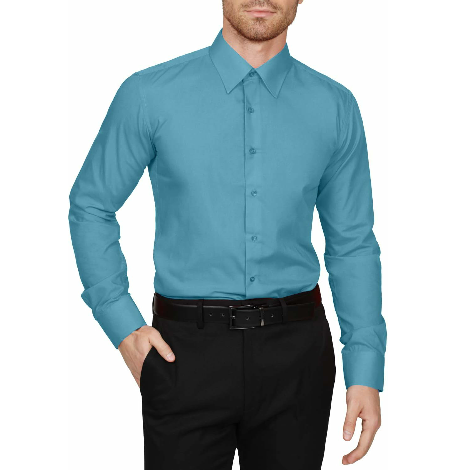 wholesale cotton made mens dress shirts Solid Color Long Sleeve Breathable Dress Shirt for Men 2024