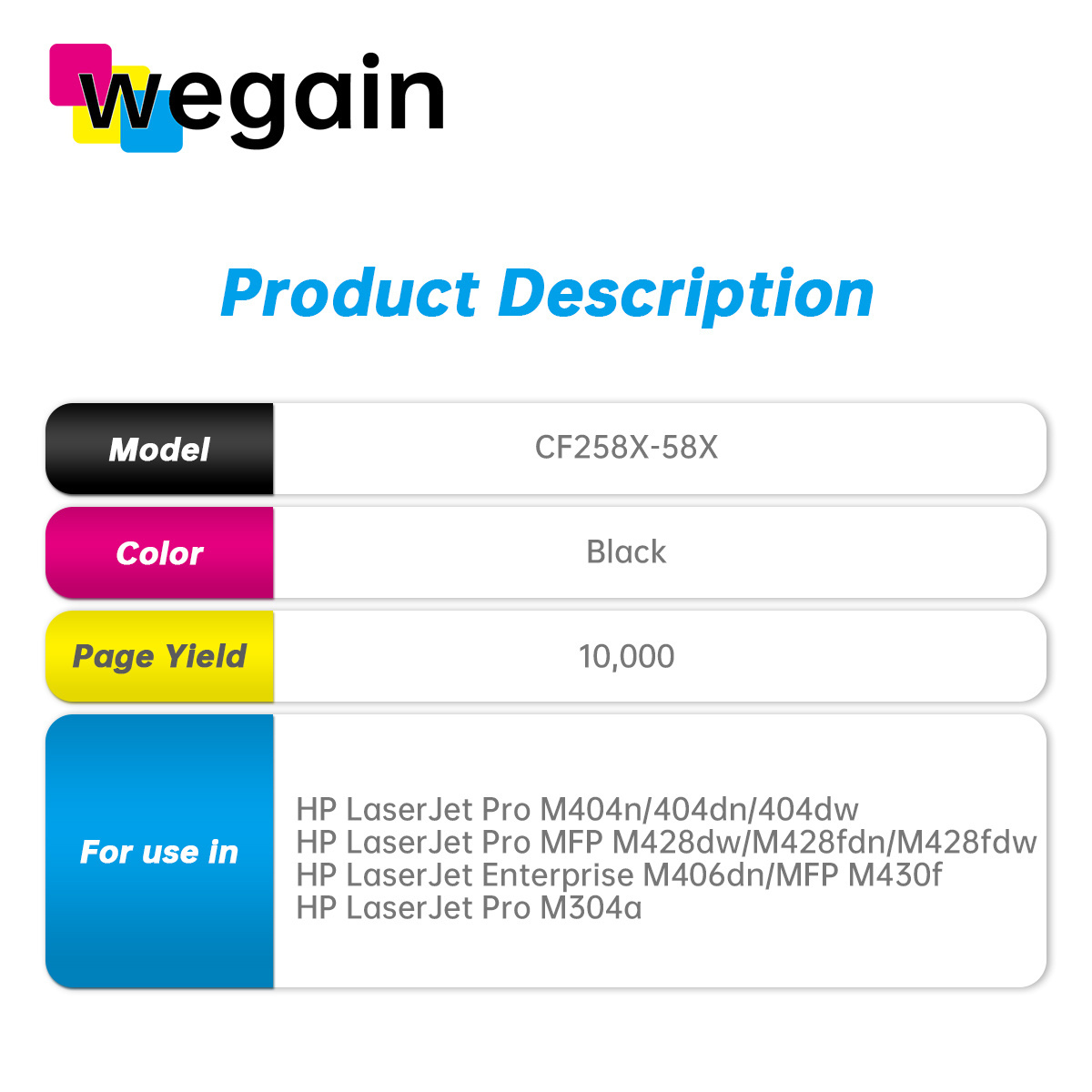 CF258X/58X Premium Compatible Toner Cartridge for HP Laser Pro M404n/404dn/404dw MFP M428dw/M428fdn/M428fdw M304a