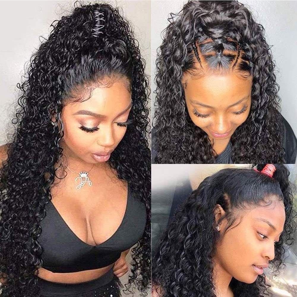 High Quality Transparent Lace Frontal Wig Quick Delivery Mongolian Kinky Curly Full HD Lace Human Hair Wig Dropship