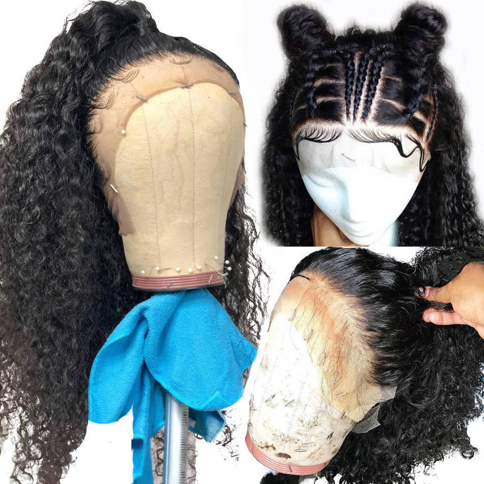 High Quality Transparent Lace Frontal Wig Quick Delivery Mongolian Kinky Curly Full HD Lace Human Hair Wig Dropship