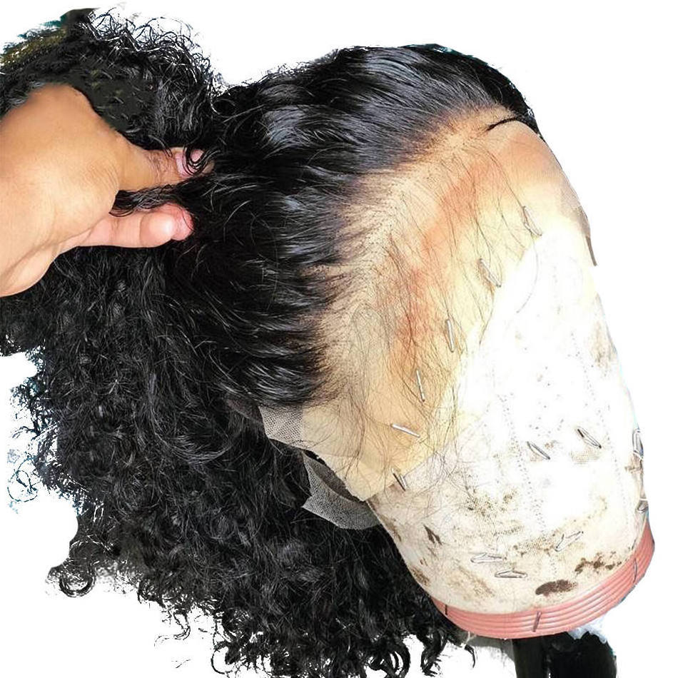 High Quality Transparent Lace Frontal Wig Quick Delivery Mongolian Kinky Curly Full HD Lace Human Hair Wig Dropship