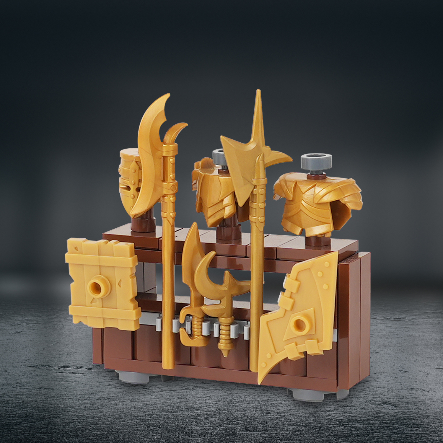 MOC5063 Medieval Weapon Rack Bricks Military War Armored Shield Axe Compatible Accessories Building Block Toys For Children Gift