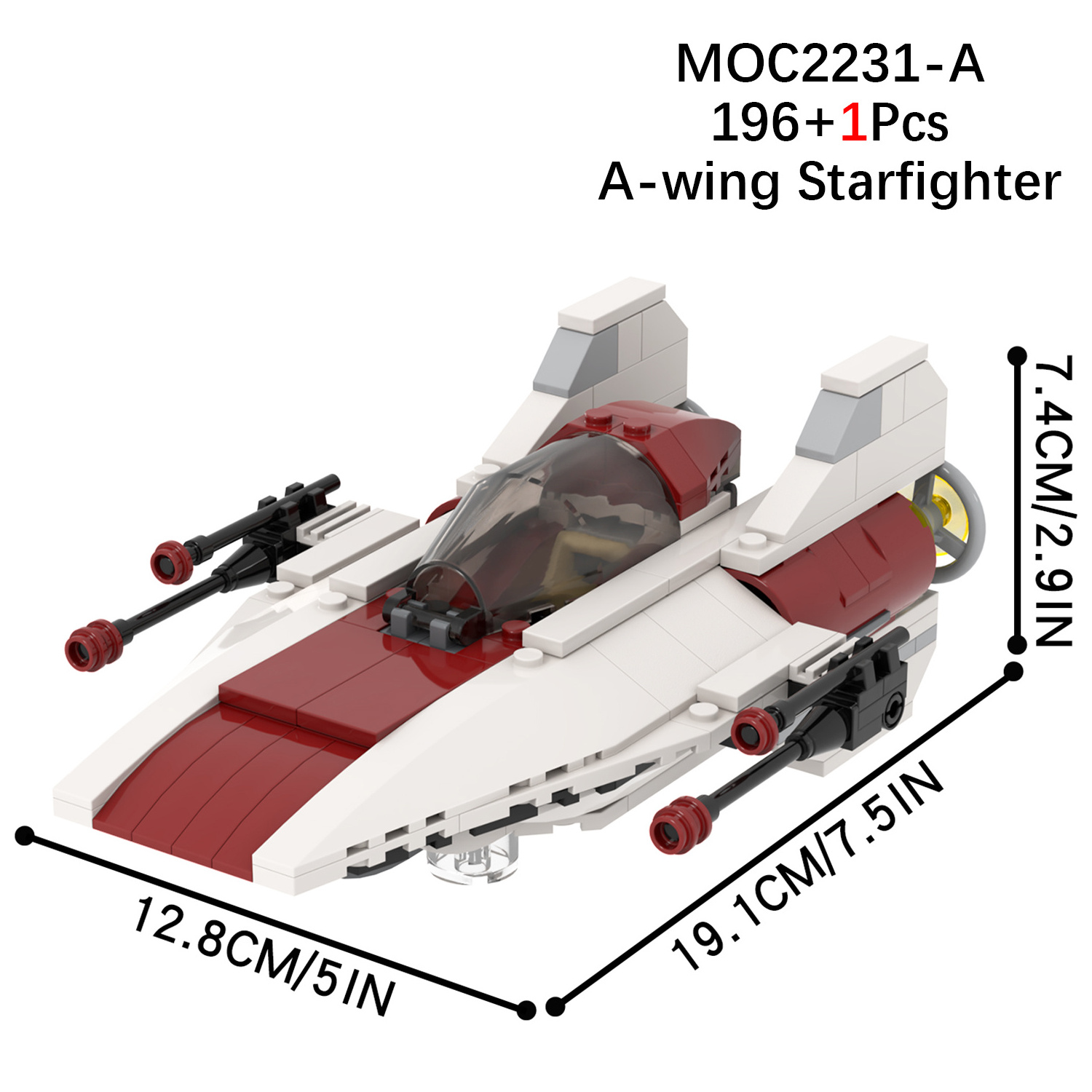 MOC2231 A-wing Starfighter 196Pcs Bricks Interstellar War Movie High Speed Interceptor Model Assemble Building Blocks Kids Toys