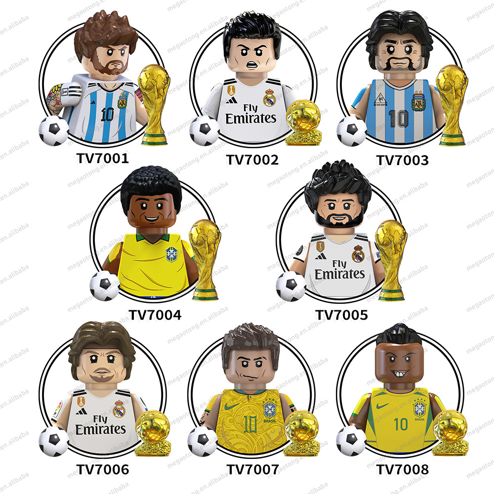 Hot Sale World Famous Sport Football Player Soccer Star Character Plastic Educational Collect Building Blocks Mini Toys For Kids