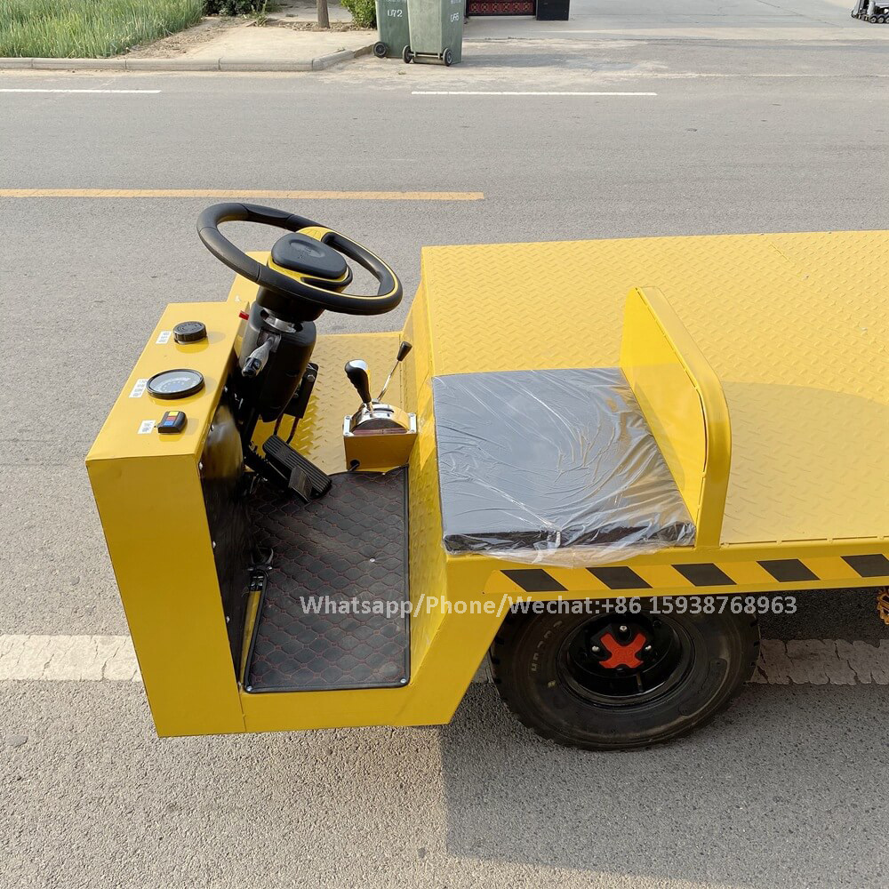 4T Loading 4 Wheels Flat Tool Handling Transportation Heavy Duty Cargo Cart Electric Trolley Carrier with steering wheel