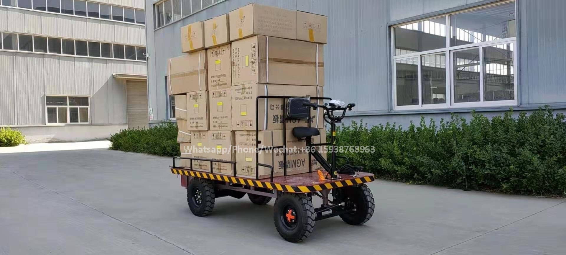 Warehouse Used 4 Wheel Platform Handling Tools Wagon Cart Beach Hand Trolley Garden Electric Cart for 800-1000kgs