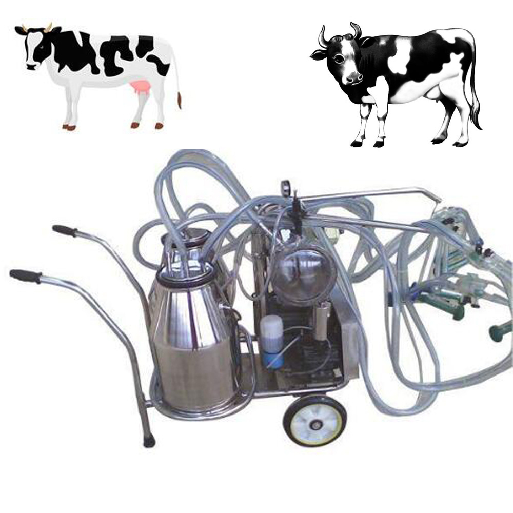 Movable Vacuum Pump Cow Milking Machine/ Vacuum Pump Farm Goat Suction Machine/ Double Buckets Vacuum Milking Machine