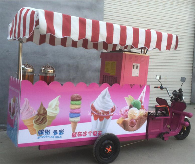 Mobile solar light food cart flavor churros bicycle food truck ice cream bikes for sale