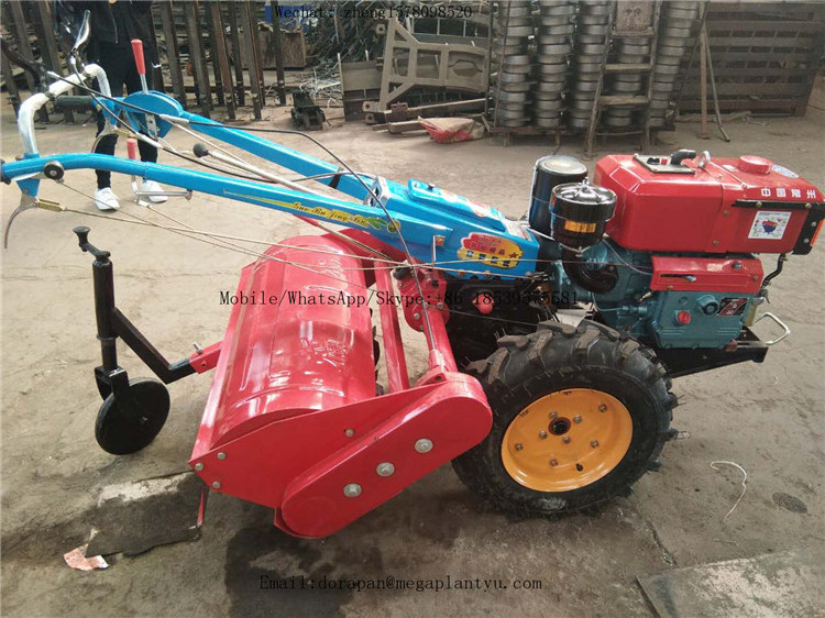 Agriculture use two wheel small walking tractor corn reaper with diesel engine