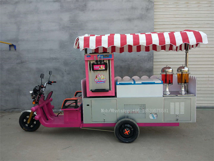 Mobile solar light food cart flavor churros bicycle food truck ice cream bikes for sale