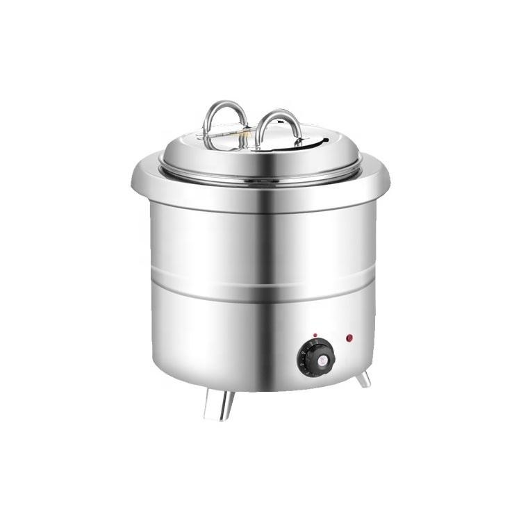 Electric Stainless Steel soup Warmer Round Countertop Food / Soup Kettle Warmer