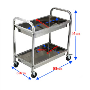 Commercial Stainless Steel Kitchen 2-Tier Food Serving Trolley For Sale