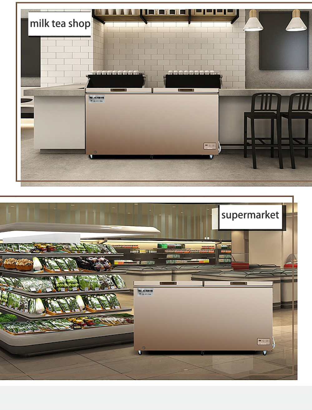 Horizontal Refrigerators freezer commercial Deep Freezer