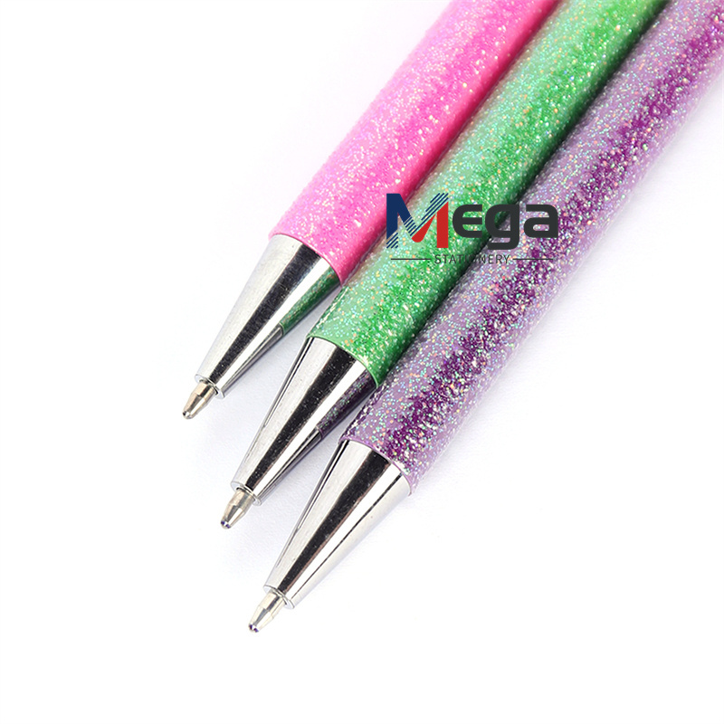 hot sale 0.7mm/1mm cute glitter charm fancy plastic ballpoint pen with custom charm