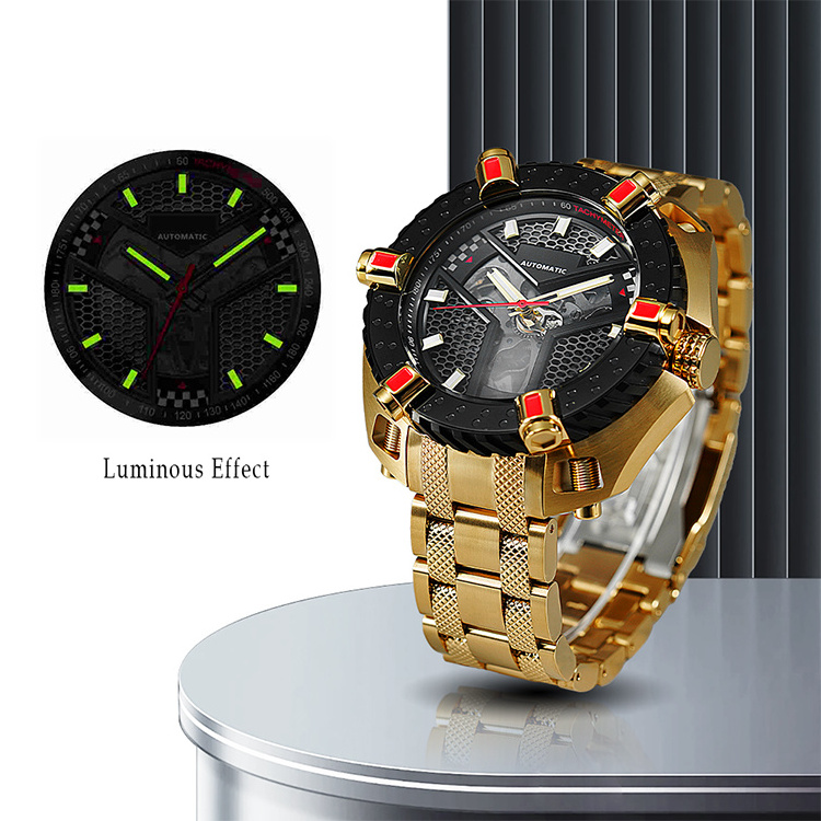 10BAR Water Resistance Wheel series gent watch gold color stainless steel watch for man Luminous Functions watch manufacture