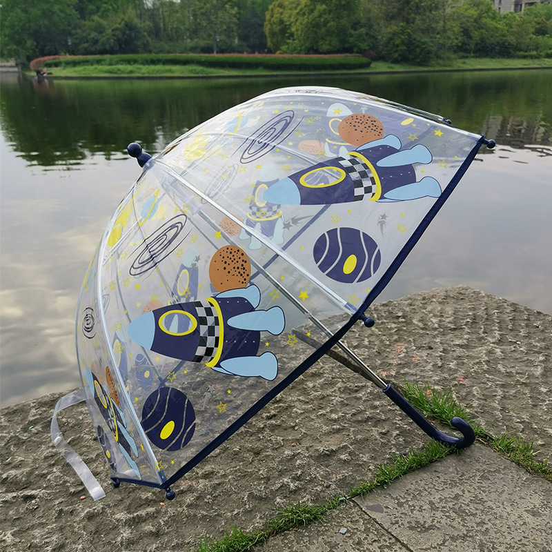 Childish and playful Tote Kid's Clear Bubble Umbrella with Easy Grip Handle Dots