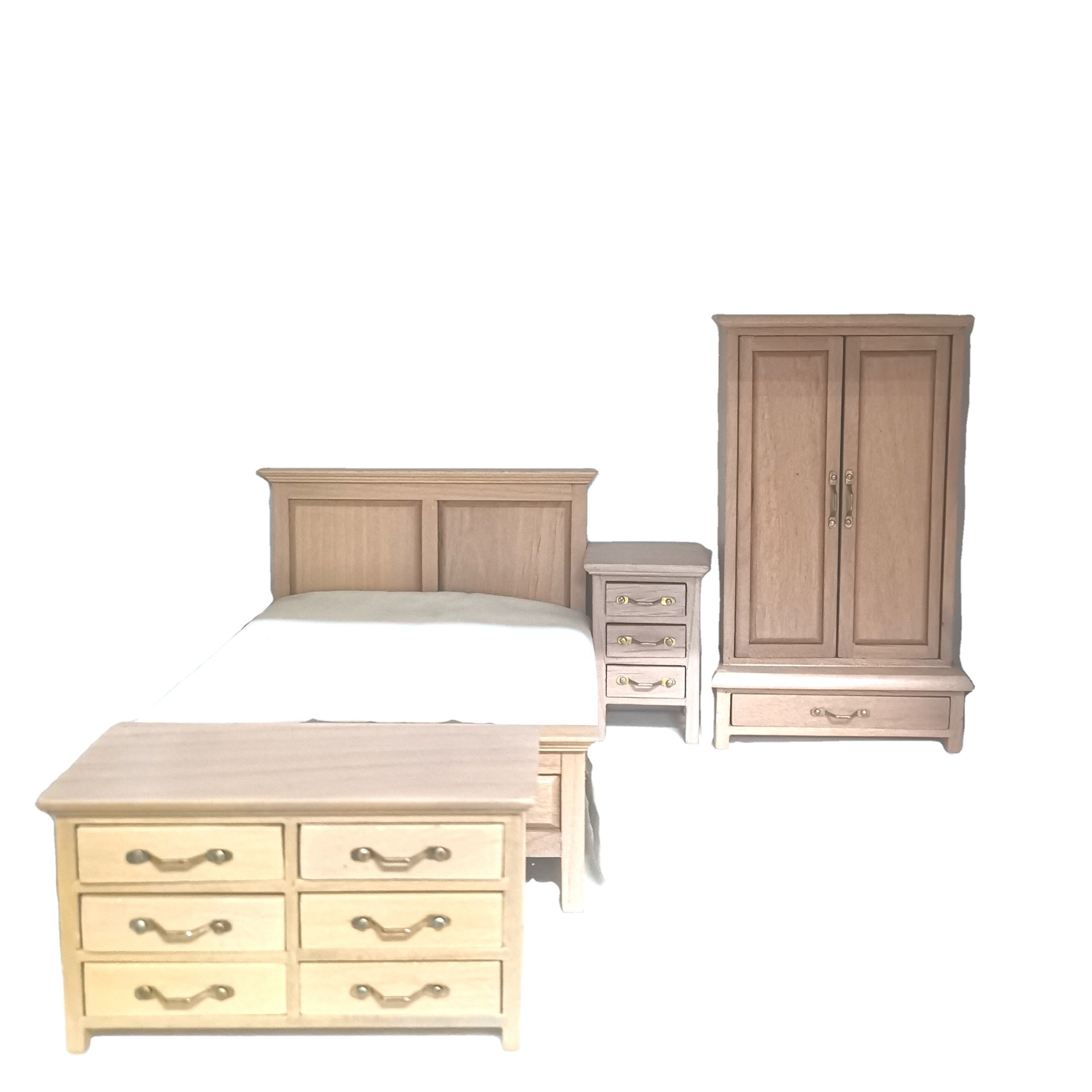 1/12 Scale wooden  dollhouse bedroom furniture