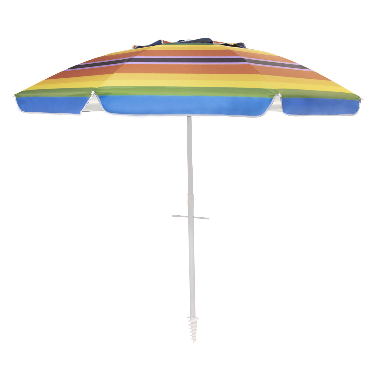 Outdoor Sunshade Cover Sand Anchor Metal Rainbow Beach Patio Umbrella 8 Rib Tilt Market Table Umbrella