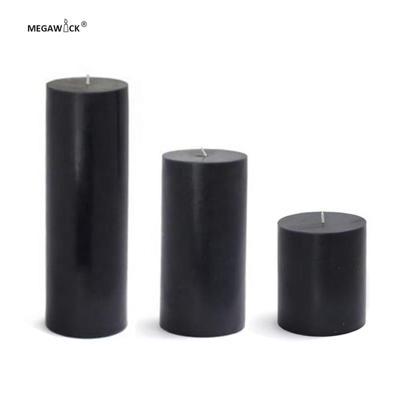 Manufacturer High Quality Black Pillar Candle for Table Centerpiece Scented Unscented 3 Wick Decoration Candles