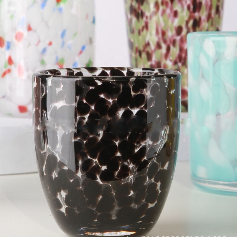 Hand Made Luxury Empty Candle Jars New Arrival Leopard Glass Candle Containers Flower Vase