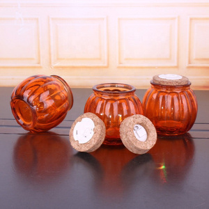 Mini Luminous Pumpkin Glass Bottle for Candle, Frosted,Printing,Lettering,Decal and Deep Processing