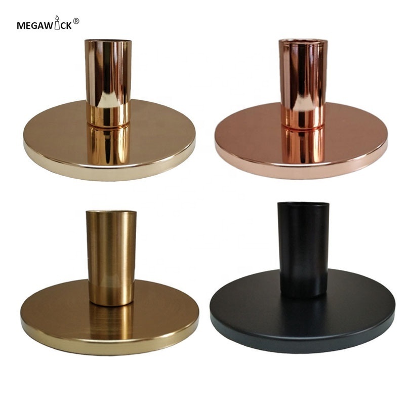 2023 New Arrival Affordable Luxury Rose Gold Candlestick Holder Table Centerpiece Small Metal Candle Stand Set of 3