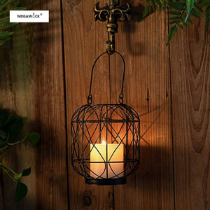 Retro Iron Cage Candle Holder Candlestick Lamp Outdoor Decorative Candle Lantern