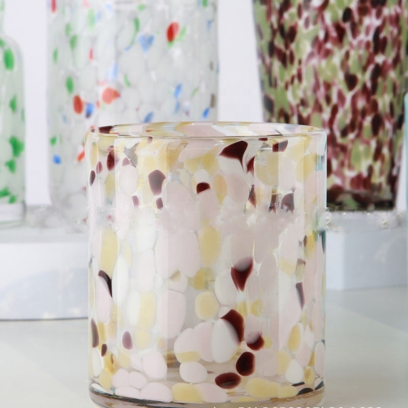 Hand Made Luxury Empty Candle Jars New Arrival Leopard Glass Candle Containers Flower Vase