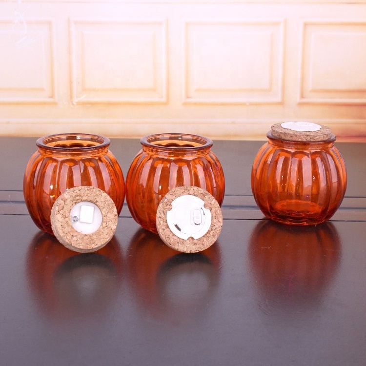 Mini Luminous Pumpkin Glass Bottle for Candle, Frosted,Printing,Lettering,Decal and Deep Processing