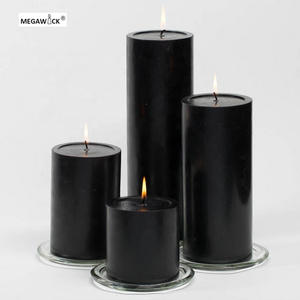 Manufacturer High Quality Black Pillar Candle for Table Centerpiece Scented Unscented 3 Wick Decoration Candles