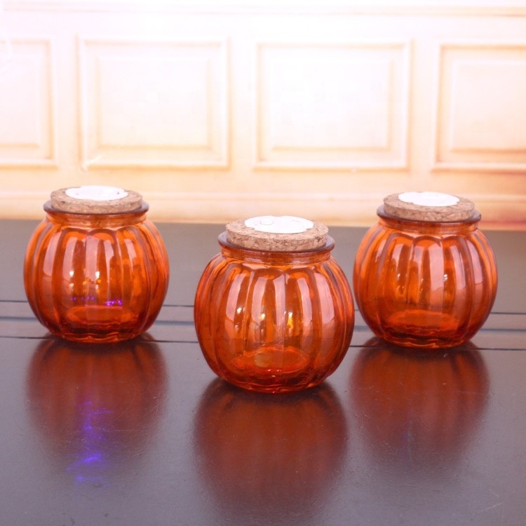 Mini Luminous Pumpkin Glass Bottle for Candle, Frosted,Printing,Lettering,Decal and Deep Processing