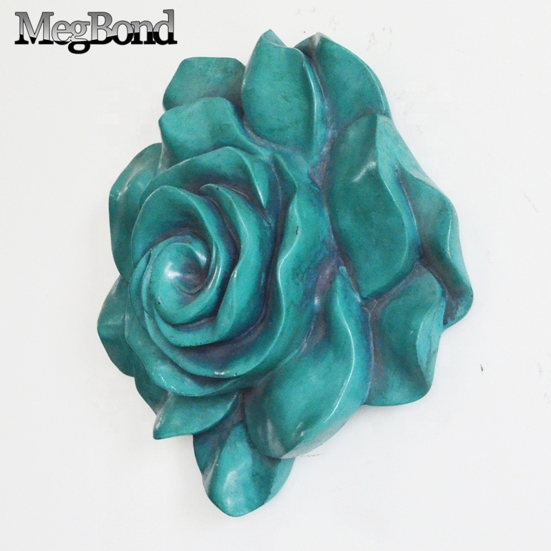 Hanging 3D rose flower wall decor in antique blue