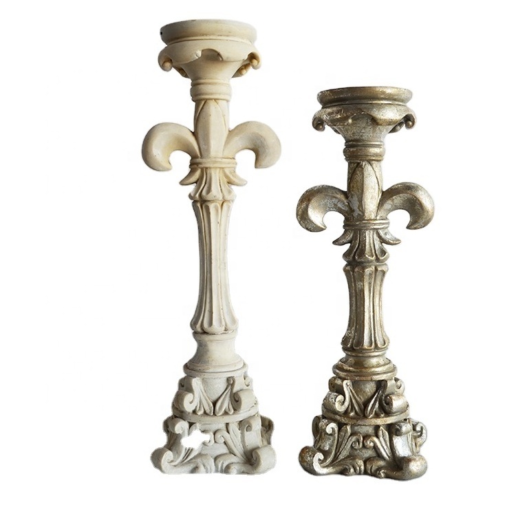 Wholesale christian Fleur De Lis taper candle holder, Resin candle holder