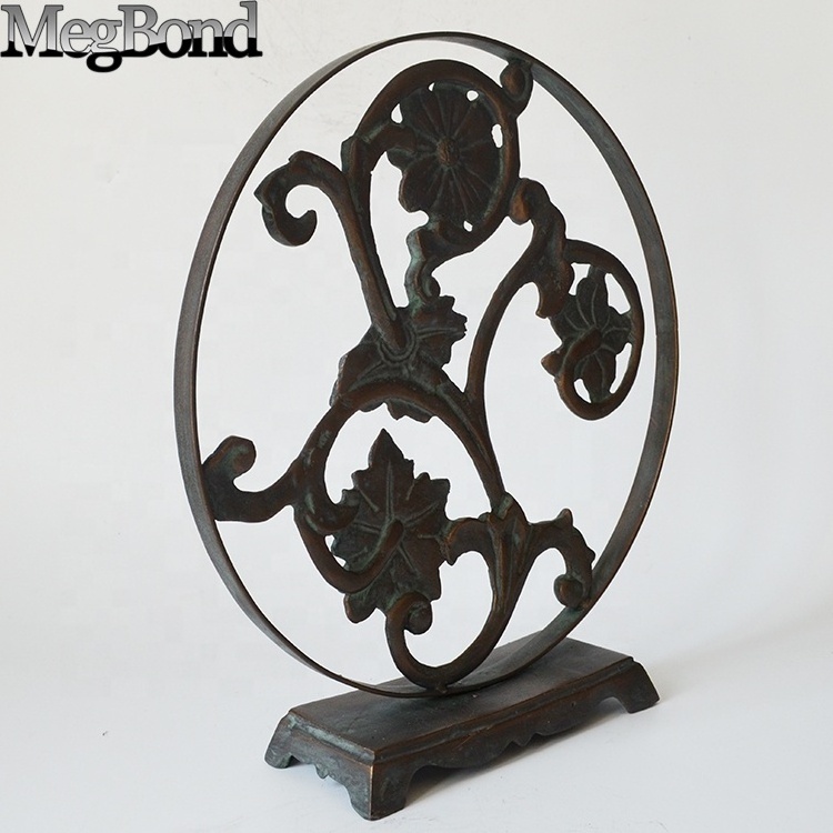 Metal flower and leaf carved table decoration, Classic high value heavy metal table decor