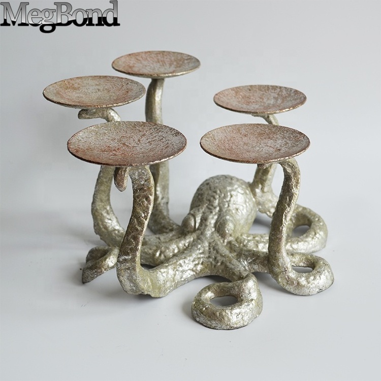 Cast  iron octopus candle stick holders metal candle stand