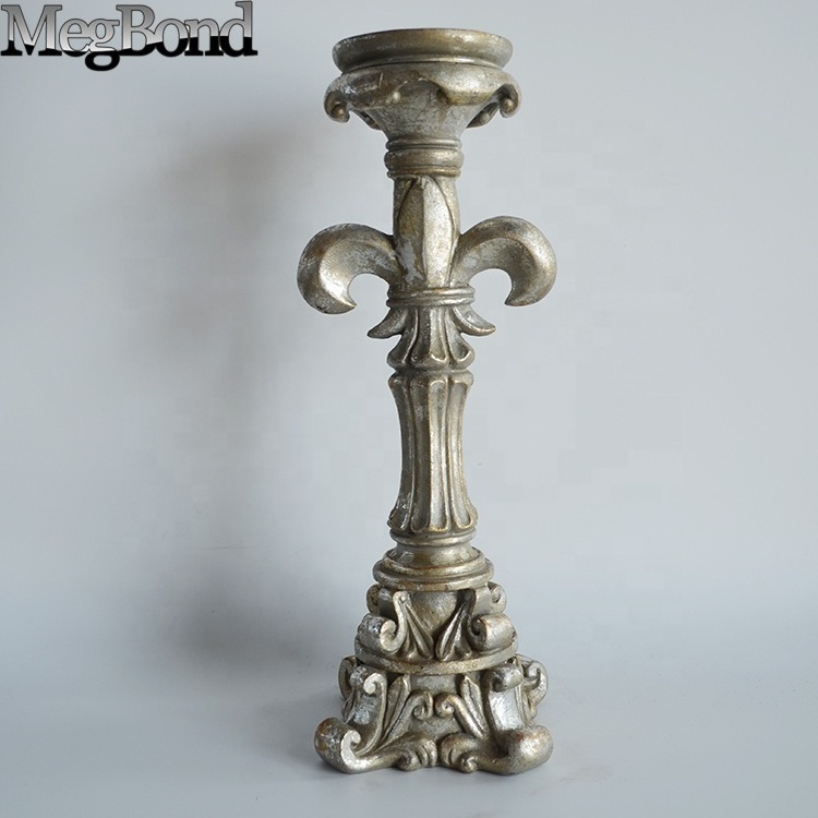 Wholesale christian Fleur De Lis taper candle holder, Resin candle holder