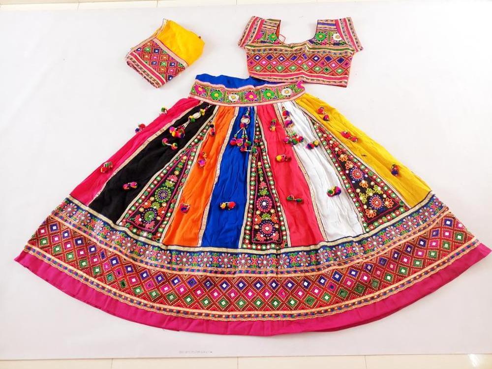 Navratri Festival Wear Kutch Embroidered Tassel Beaded Chaniya choli - Navratri Dance Costume Dress