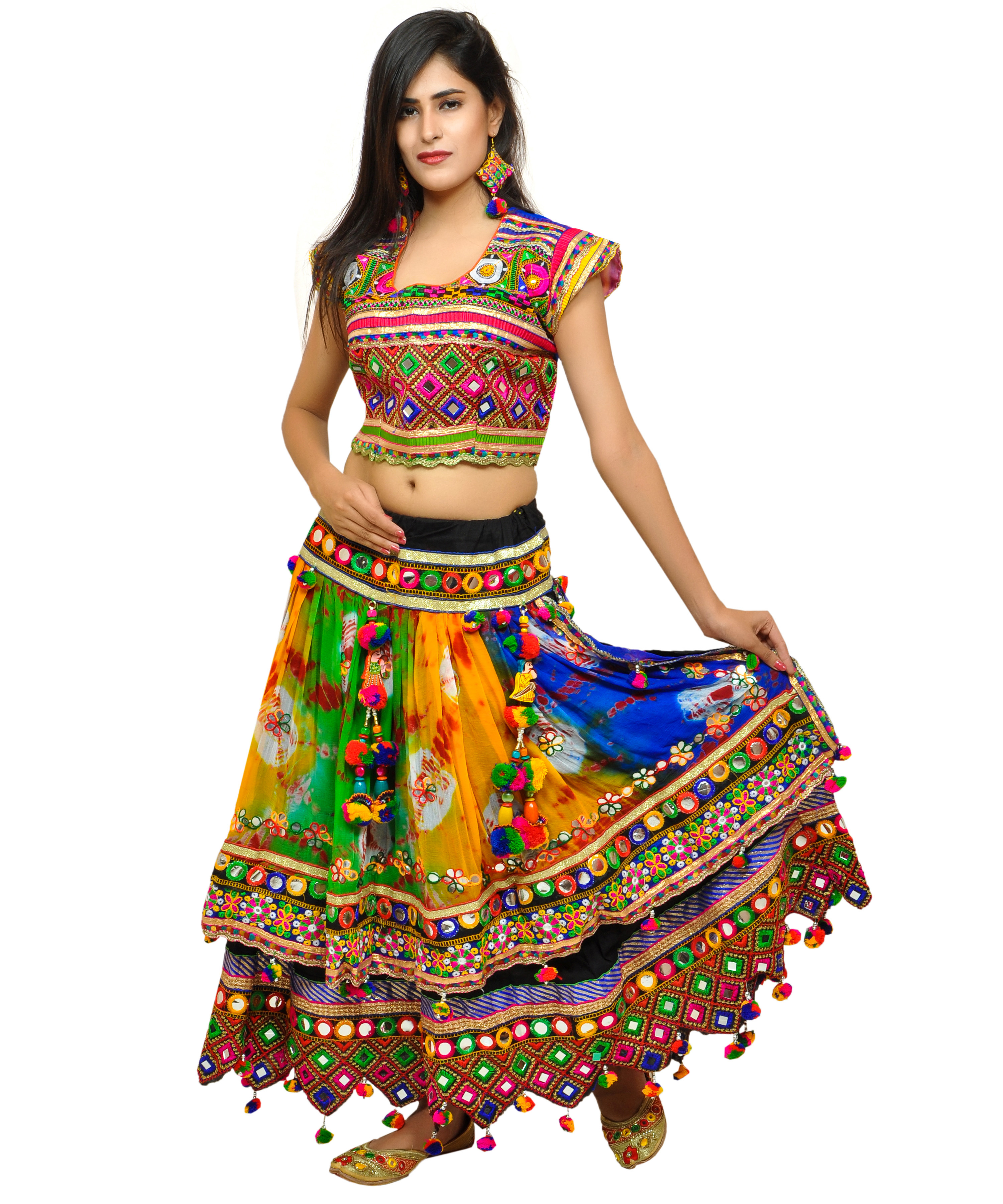 Navratri Embroidered Chaniya Choli - Garba dance costume-Women's Indian Ethnic Wear Ghaghra Choli - Gujarati Lehenga Choli