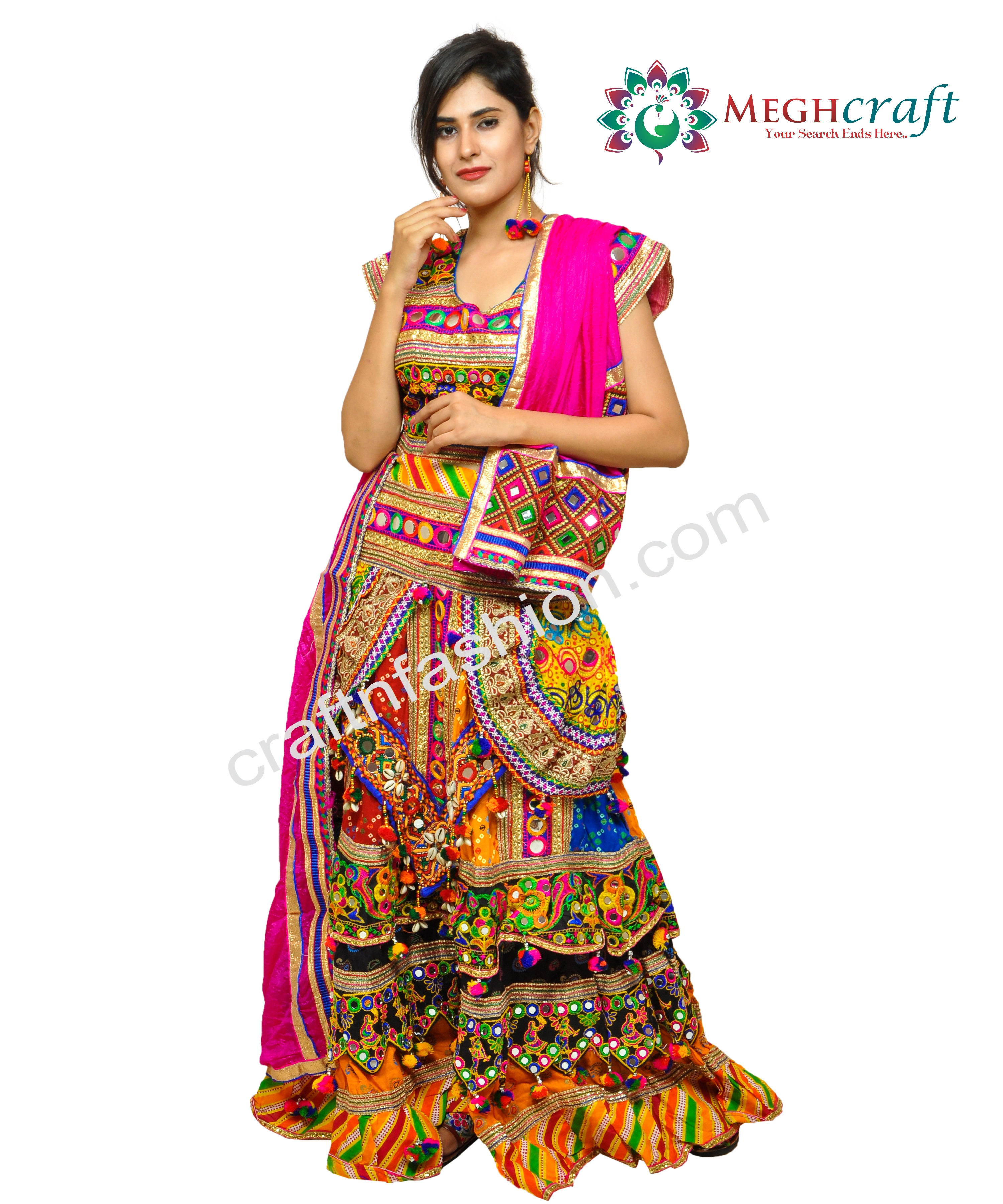 Indian Ethnic Banjara Style Chaniya Choli - Embroidered Navratri Ghaghra Choli - Gujarati Dandiya Dance Costume Dress