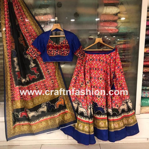 Patola Style Designer Lehenga Choli - Dandiya Dance Wear Ghaghra Choli - Navratri Skirt - Bollywood Style Designer Ghaghra Choli