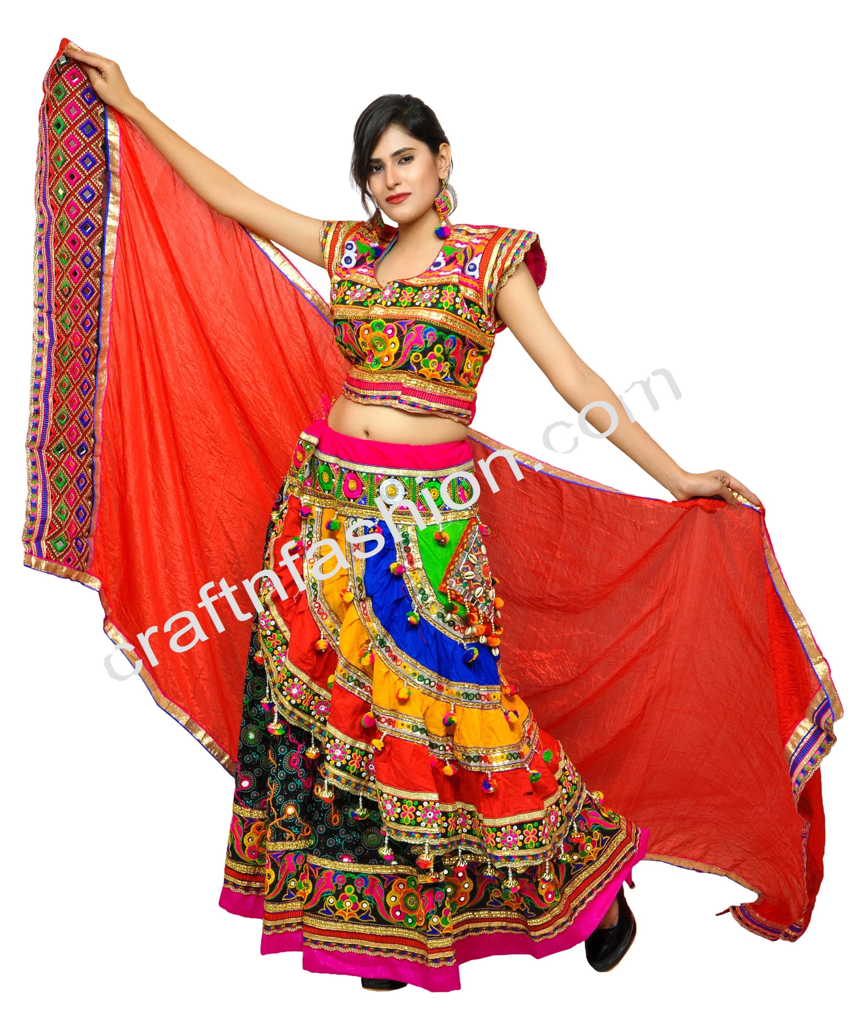 Indian Traditional Navratri Ghaghra Choli - Latest Designer Dandiya Dance Lehenga Cgoli - Kutch Embroidery Chaniya Choli