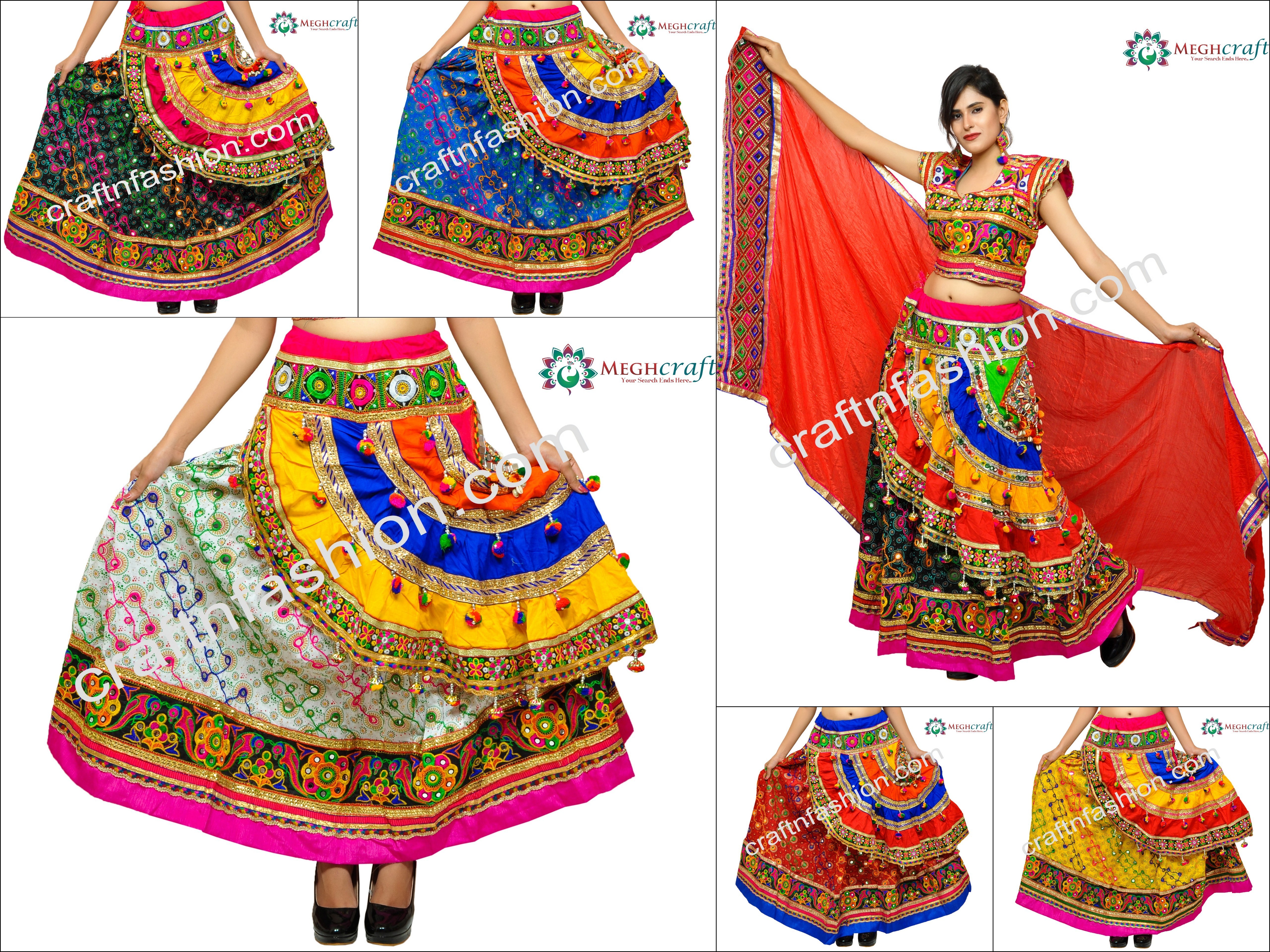 Indian Traditional Navratri Ghaghra Choli - Latest Designer Dandiya Dance Lehenga Cgoli - Kutch Embroidery Chaniya Choli