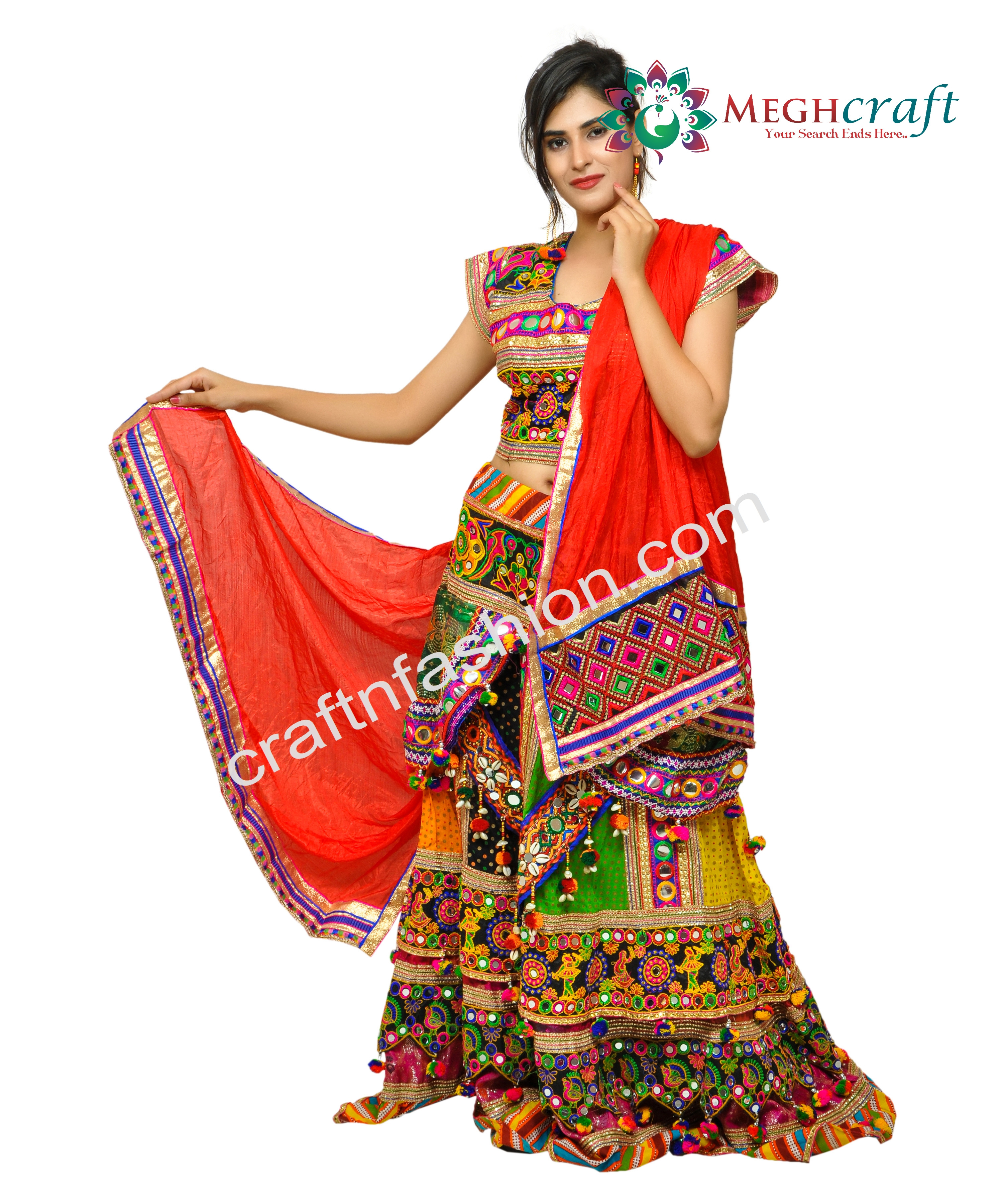 Indian Ethnic Banjara Style Chaniya Choli - Embroidered Navratri Ghaghra Choli - Gujarati Dandiya Dance Costume Dress