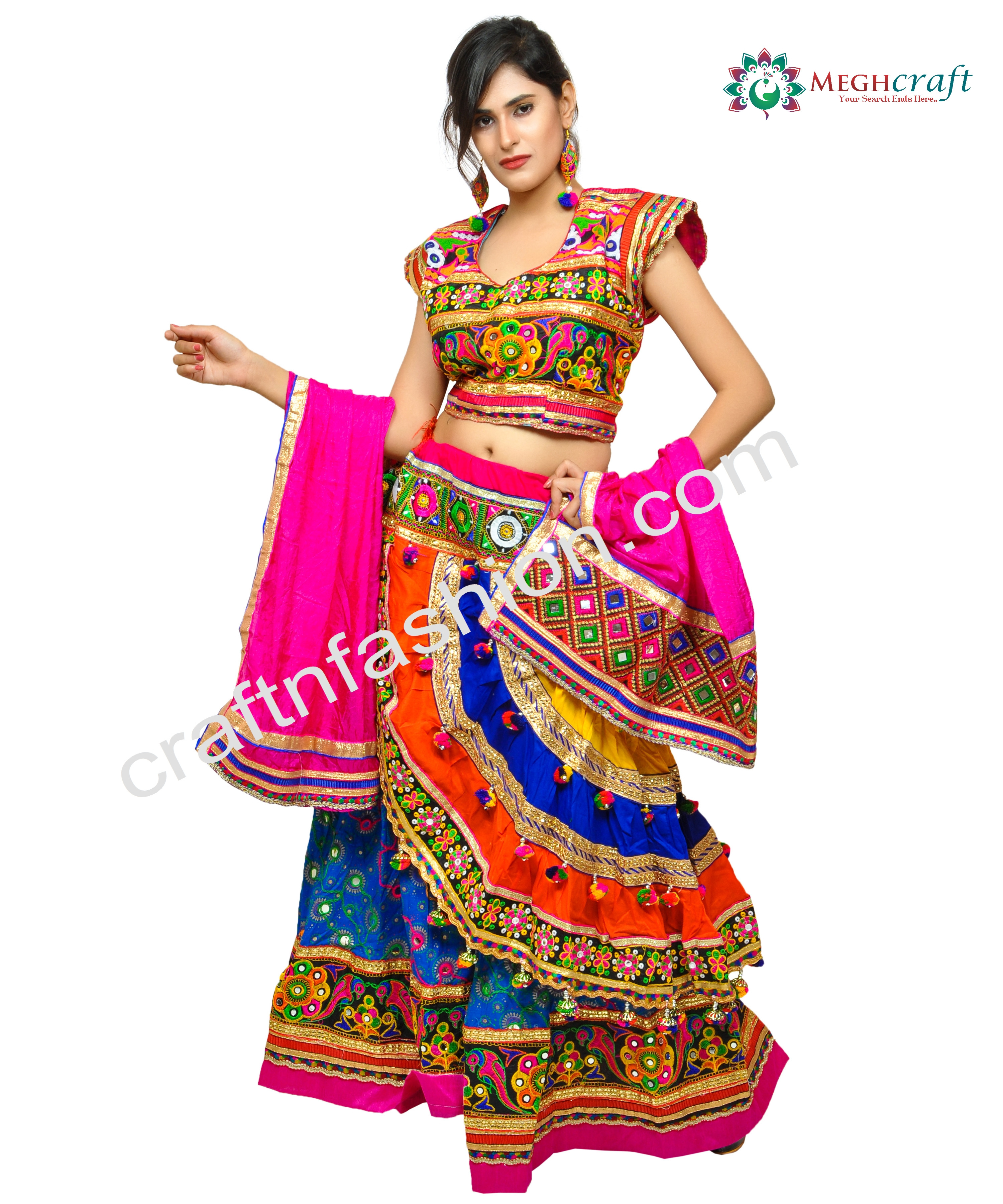 Indian Traditional Navratri Ghaghra Choli - Latest Designer Dandiya Dance Lehenga Cgoli - Kutch Embroidery Chaniya Choli