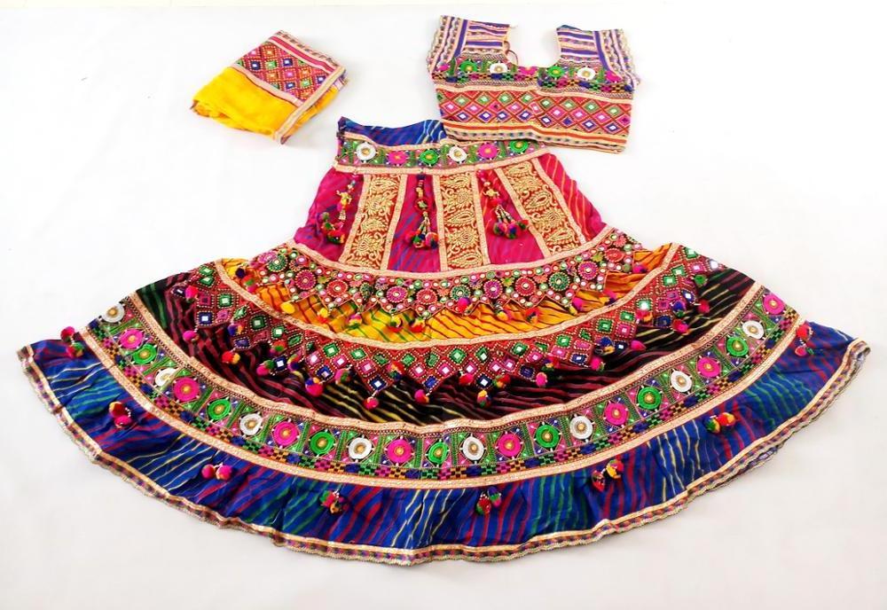 Navratri Festival Wear Kutch Embroidered Tassel Beaded Chaniya choli - Navratri Dance Costume Dress