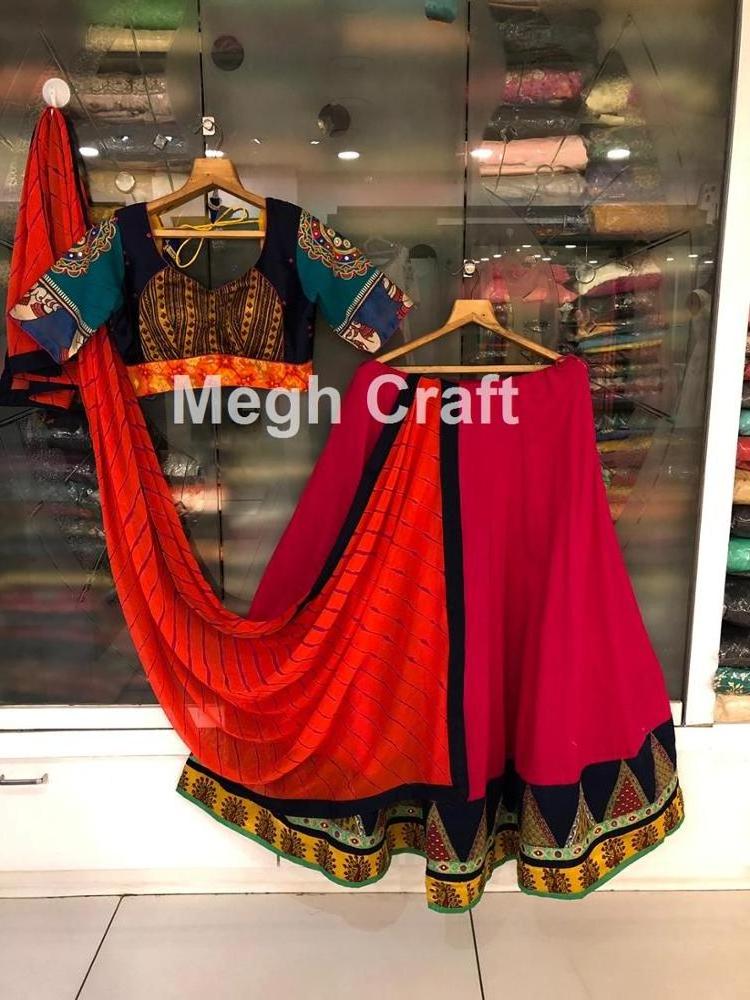 Dandiya Dance Wear Cotton Designer Lehenga Choli - Indian Traditional Ghaghra Choli - Hand Block Printed Navratri Chaniya Choli