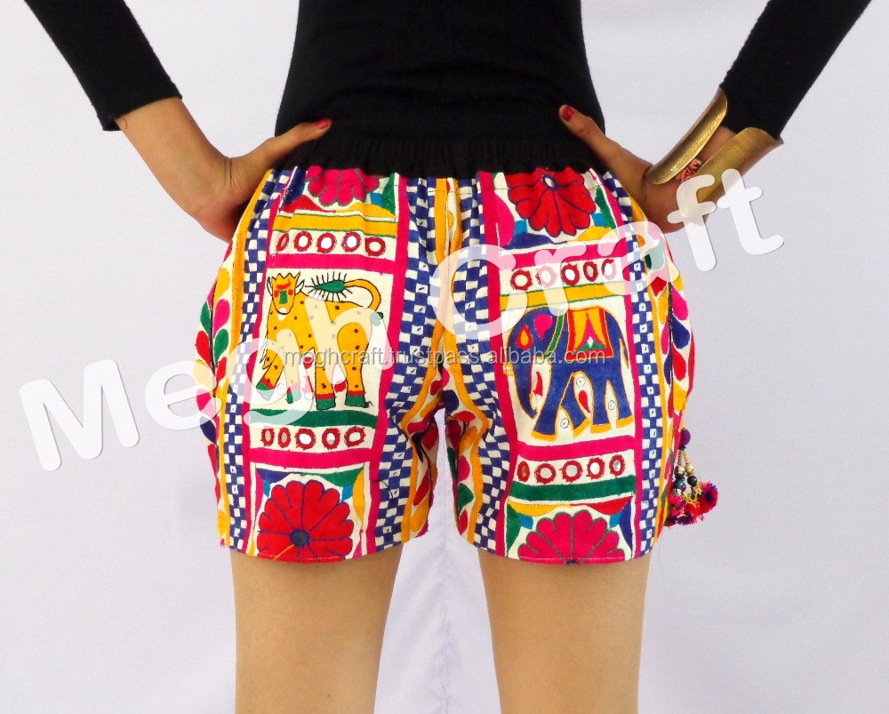 Traditional Indian Shorts- Handmade Banjara style Short- Kutchi Embroidered Style Shorts-Bohemian Gypsy Shorts