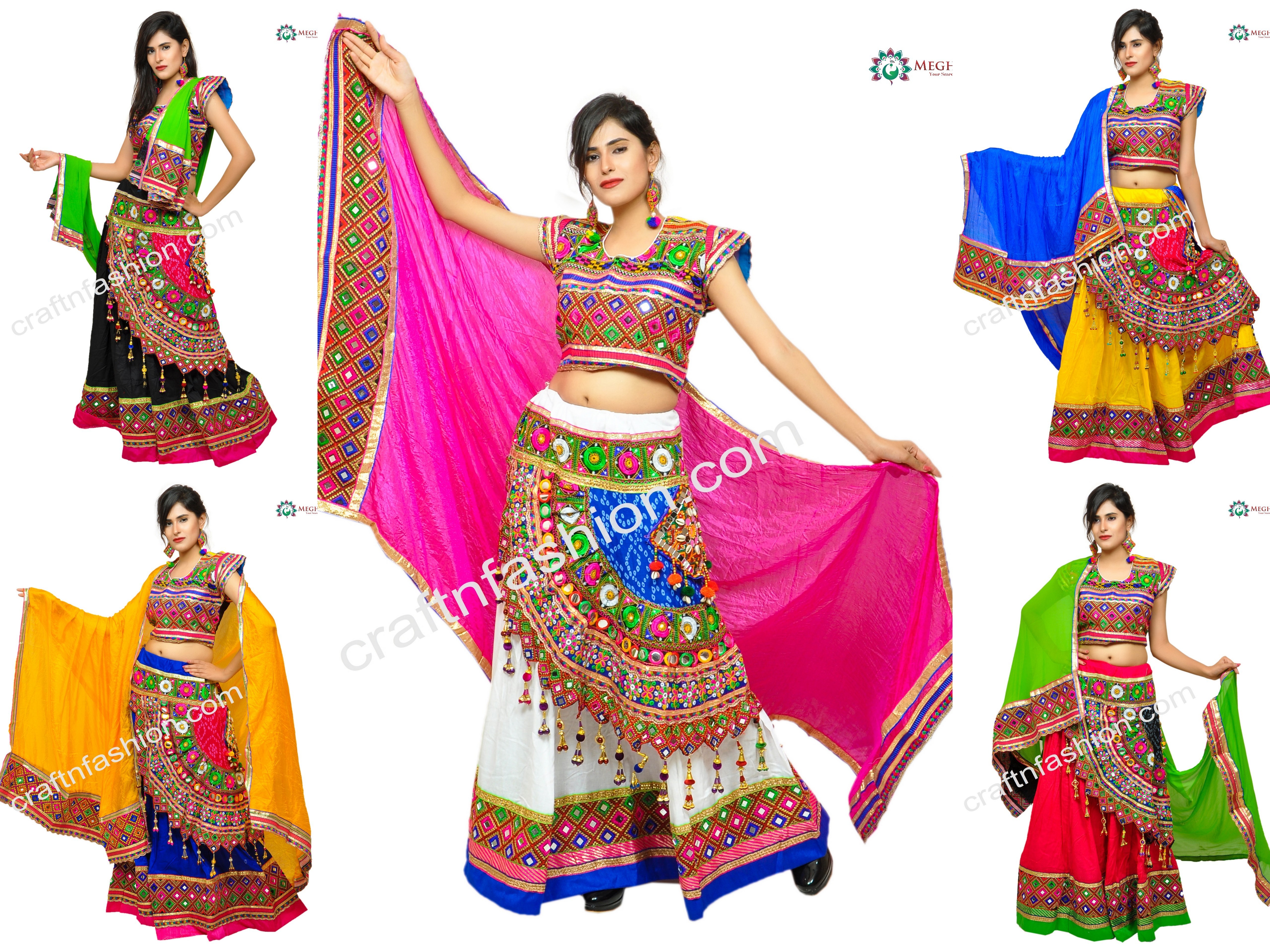 Navratri Embroidered Chaniya Choli - Garba dance costume-Women's Indian Ethnic Wear Ghaghra Choli - Gujarati Lehenga Choli