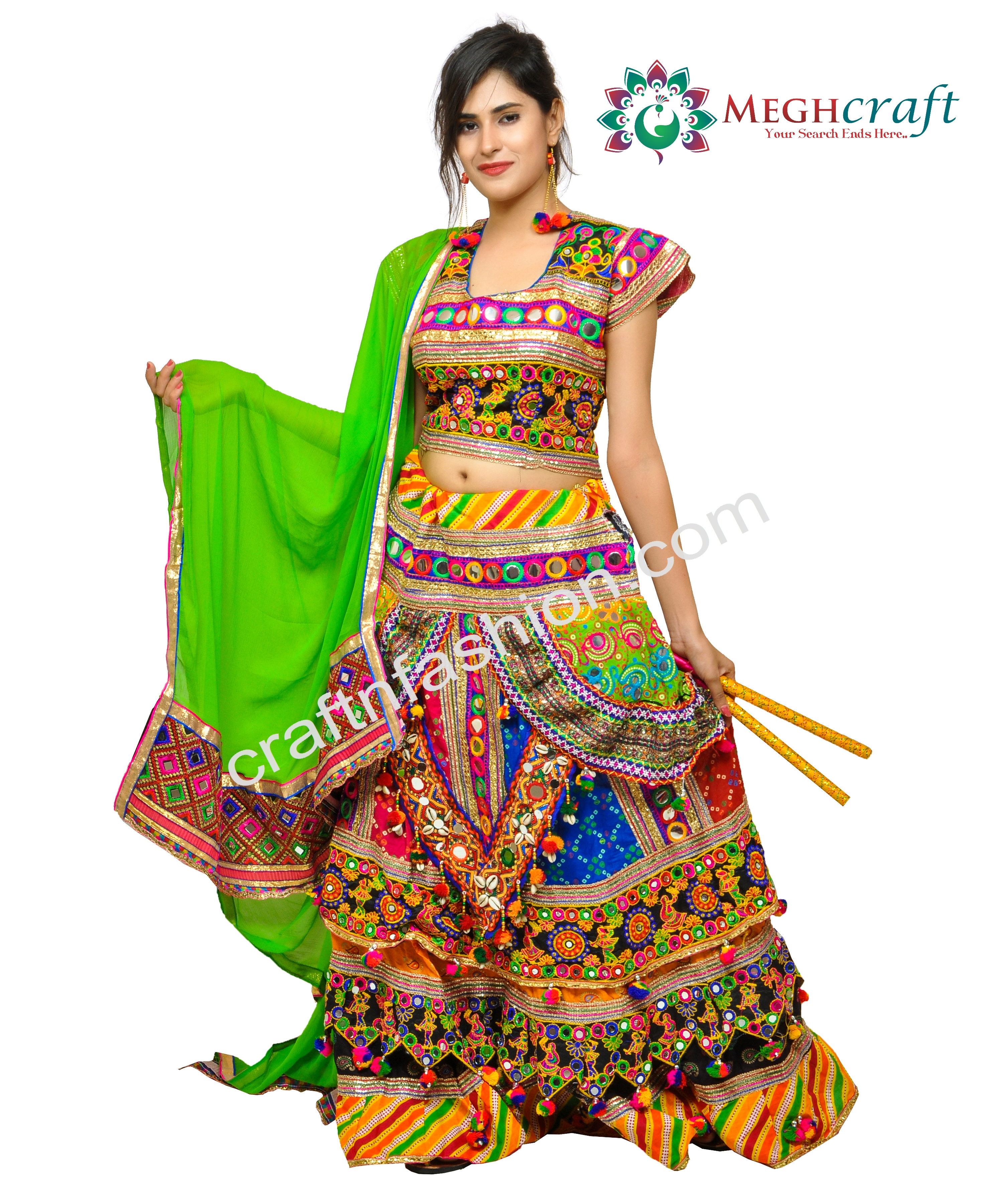 Indian Ethnic Banjara Style Chaniya Choli - Embroidered Navratri Ghaghra Choli - Gujarati Dandiya Dance Costume Dress